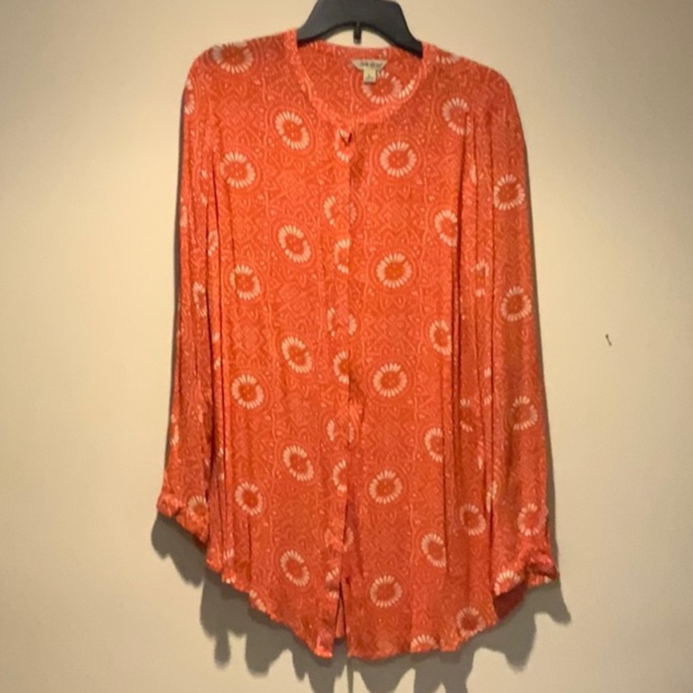 Lucky Brand Orange Long Sleeve Button Down Shirt